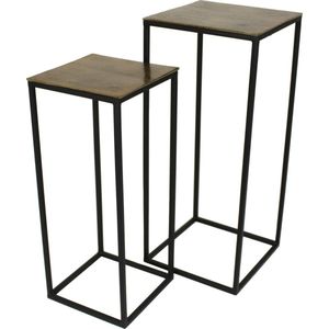 Bijzettafel HD Living Aluminium Gold 30 x 30 x 70 cm (set van 2)
