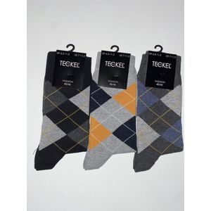 Teckel - Herensokken - Ocre - 3-pack - Katoen - Ruit Motief