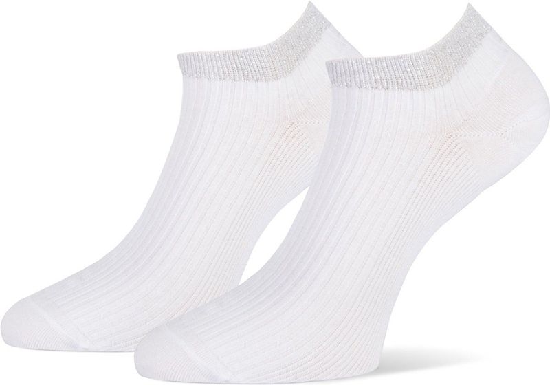 Marcmarcs - Korte Sneaker Sokken - Glitter - Wit - 2 Paar