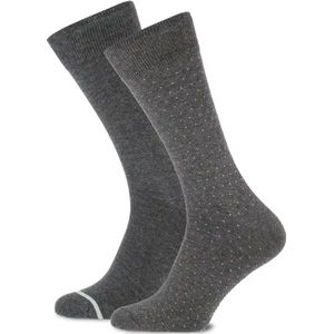 Marcmarcs - Heren Katoenen Sokken - Grijs - 2-pack - Chique Sokken voor Onder Pak
