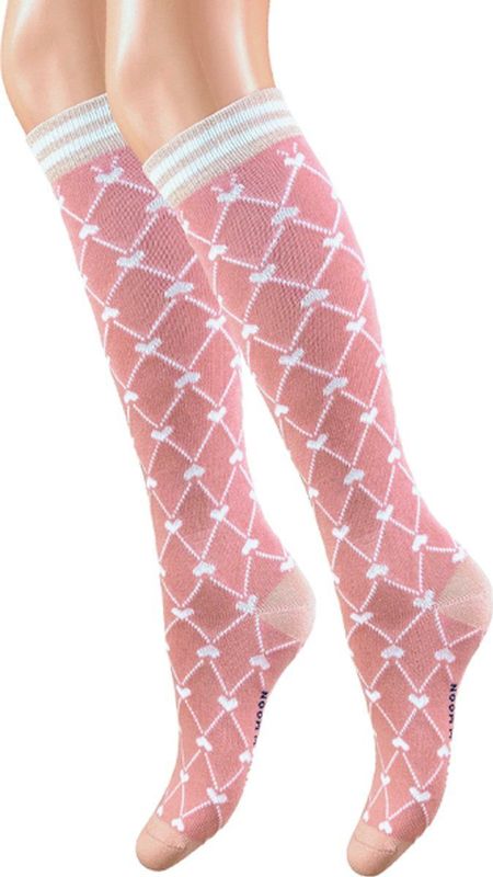 Meisjes - Kniekous - Glitter - Zalmroze - Katoenmix