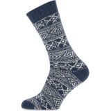 Teckel - Dikke Wollen Sokken - Wine Red - Noors Patroon