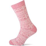 Teckel - Dikke Wollen Sokken - Wine Red - Noors Patroon