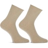 MarcMarcs Blackpool - Glittersokken - 2-pack - Dames - Beige - Viscose