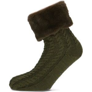 Marcmarcs - Marlotte - Huissokken - Kaki - Polyester - Met Nepbont Voering