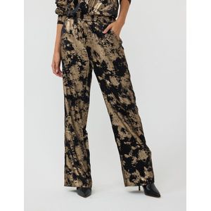 Esqualo wide leg regular waist palazzo broek zwart met glitter