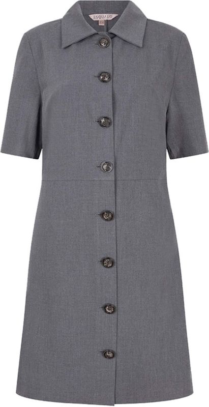 Esqualo - Dames Jurk - Grijs - Effen - Polokraag