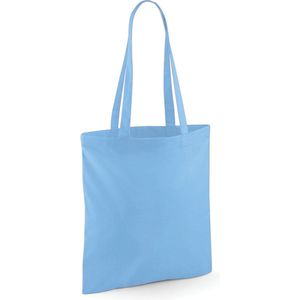 Draagtasje met hengsels - lichtblauw - 42 x 38 cm - katoen - 10 liter - boodschappen - gymtas - Shoppers