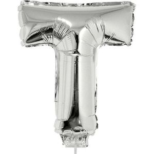 Folie ballon letter ballon T zilver 41 cm