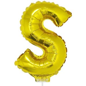 Folie ballon Letter S - goud - met opblaas rietje - 41 cm - naam ballonnen - Ballonnen