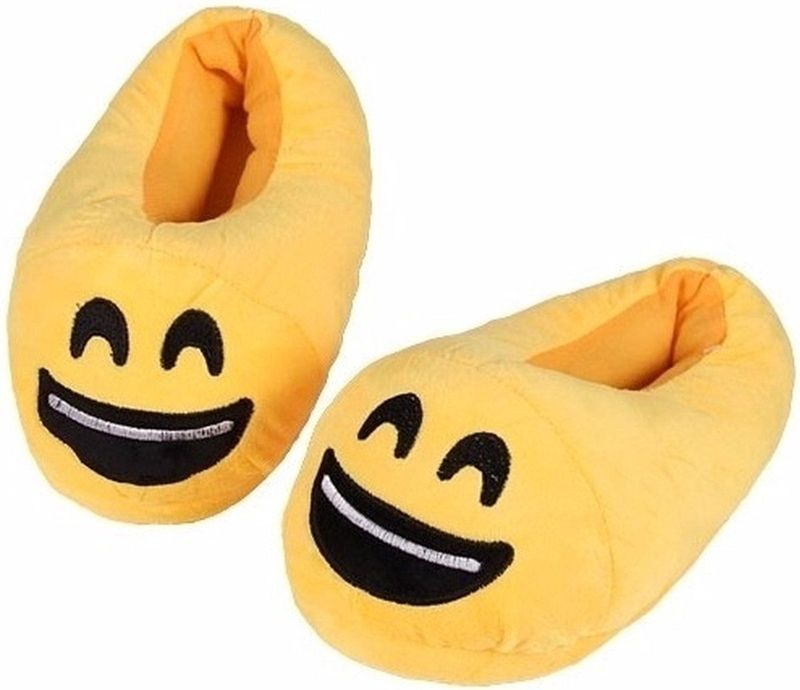 Kinderen - Lachende Smiley Pantoffels - Pluche - Antislip Zolen