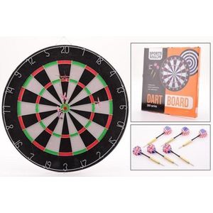 Dartbord 45 cm met 6 dartpijlen - Sportief spelen - Darten/darts - Dartborden voor kinderen en volwassenen