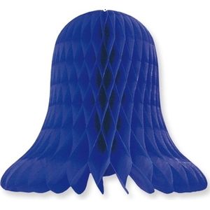 1x Kerstversiering donkerblauwe kerstklokken lampionnen 30 cm