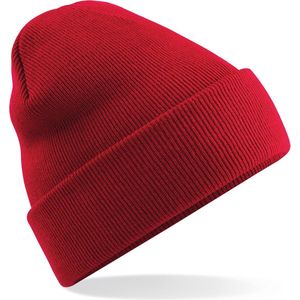 Beechfield basic winter muts/beanie - rood - acryl - volwassenen - Winter Essentials/accessoi - Mutsen - volwassenen