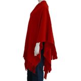 Luxe omslagdoek/poncho - rood - 180 x cm - fleece - Dameskleding accessoires