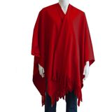 Luxe omslagdoek/poncho - rood - 180 x cm - fleece - Dameskleding accessoires
