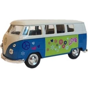 Speelgoed Volkswagen Blauwe Hippiebus 15 cm
