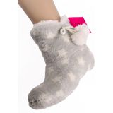 Chenille - Grijze Pantoffels - Kinderen - Met Sterren - Anti-slip Onderzool