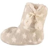 Meisjes - Sloffen - Grijs - Chenille - Sterren - Hoge Met Voering En ABS Anti-Slip Onderzool