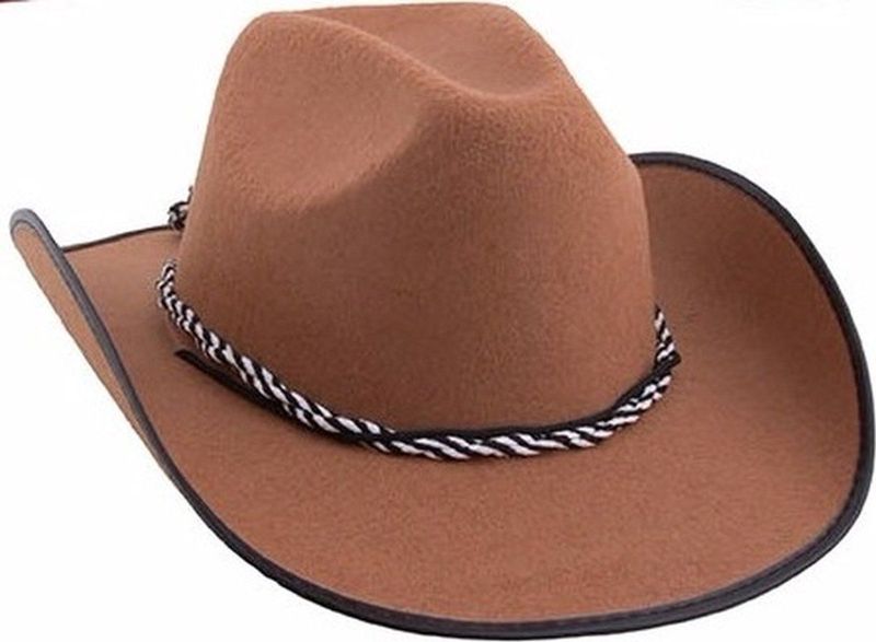 Bruine carnaval verkleed cowboyhoed met koord