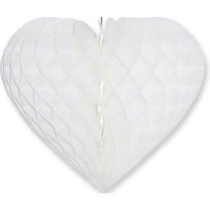 Wit hang decoratie hartje 15 cm versiering bruiloft