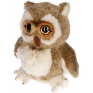 Pluche zittende uil bruin/wit 32 cm
