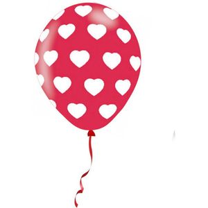 6x stuks party ballonnen met hartjes motief 27.5 cm - Valentijn en I love You decoratie / versiering
