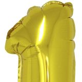 Gouden opblaas cijfer ballon 1 op stokje 41 cm