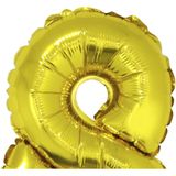 Gouden opblaas cijfer ballon 8 op stokje 41 cm