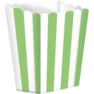 5x Stuks Popcorn Bakjes Lime Groen - Popcornbakjes/Chipsbakjes/Snackbakjes Kinderverjaardag/Kinderfeestje