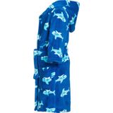 Badjas - Blauw - Polyester Badstof - Haaien Print - Met Capuchon