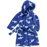 Badjas - Blauw - Polyester Badstof - Haaien Print - Met Capuchon