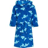 Badjas - Blauw - Polyester Badstof - Haaien Print - Met Capuchon