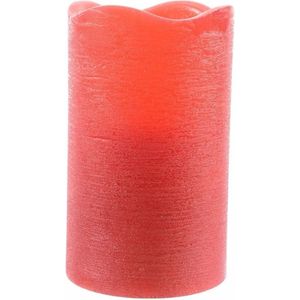 Rode waskaars warm wit LED - 7,5 x 12,5 cm - LED kaars