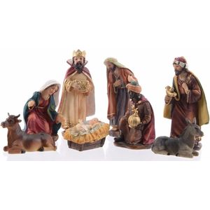 Decoris Kerststal beelden - 8x st - 12 cm - polyresin - kerstgroep - kerstbeelden