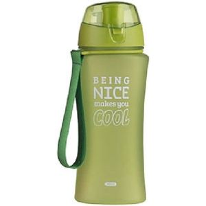 Groene bidon drinkfles/waterfles 480 ml- Sportfles/sportbidon met sportdop - Herbruikbare drinkbeker/drinkbus voor school/werk/sporten