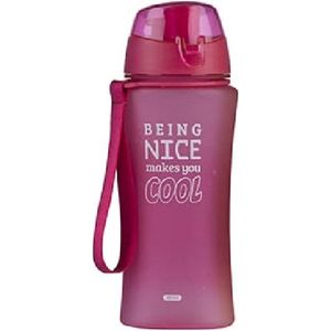 Drinkfles/waterfles Bidon - 480 ml - roze - Sportfles met dop - Herbruikbaar - School/werk/sport - kunststof
