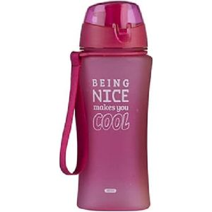 Roze bidon drinkfles/waterfles 480 ml- Sportfles/sportbidon met sportdop - Herbruikbare drinkbeker/drinkbus voor school/werk/sporten