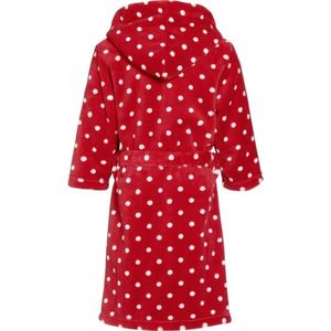 Playshoes - Kinder Badjas - Rood - Polyester - Met Capuchon en Stippenprint