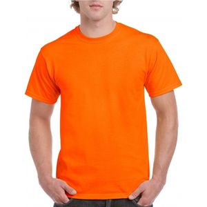 Fel oranje basic shirt voor volwassenen - 100 katoen