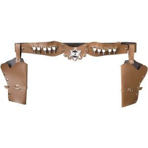 Cowboy verkleed holster voor 2 pistolen - bruin - kunststof - volwassenen