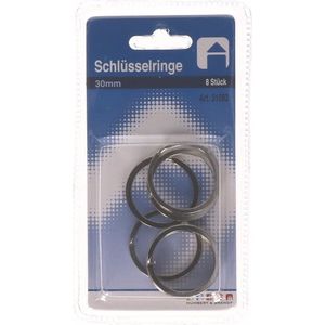 Sleutelringen - 8x - 3 cm - ijzer - sleutelhanger ringen - Sleutelringen