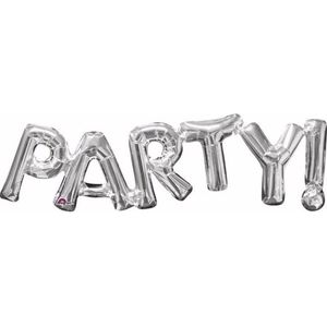 Folie ballon Party - zilver - 83 cm - verjaardag - jubileum versiering - feest