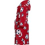 Rode badjas/ochtendjas met voetbal print voor kinderen. 110/116