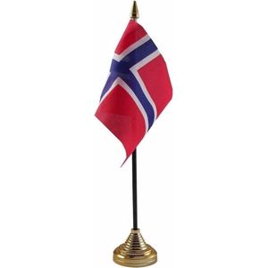 Polyester Noorse vlag voor op bureau 10 x 15 cm - Vlaggen