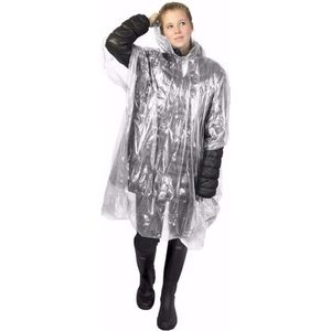 5x wegwerp regenponcho wit - poncho