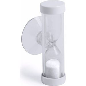 zandloper - badkamer/douche/poets timer - zuignap - 2 minuten - wit