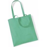 Draagtasje met hengsels - mintgroen - 42 x 38 cm - katoen - 10 liter - boodschappen - gymtas - voor kinderen en volwassenen