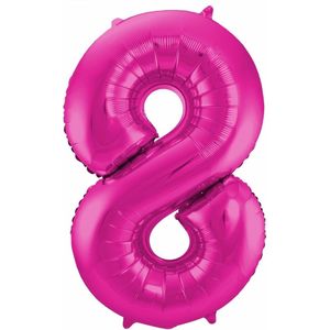 Folat Verjaardag Leeftijd folieballon - 8 jaar - roze - 86 cm - cijferballon groot