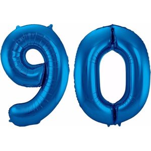 Cijfer 90 ballon blauw 86 cm
